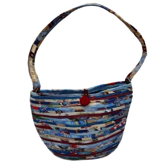 Lighthouse Ocean Cloth Bag Purse Footed Bags By Carol Button Closure - Picture 1 of 13